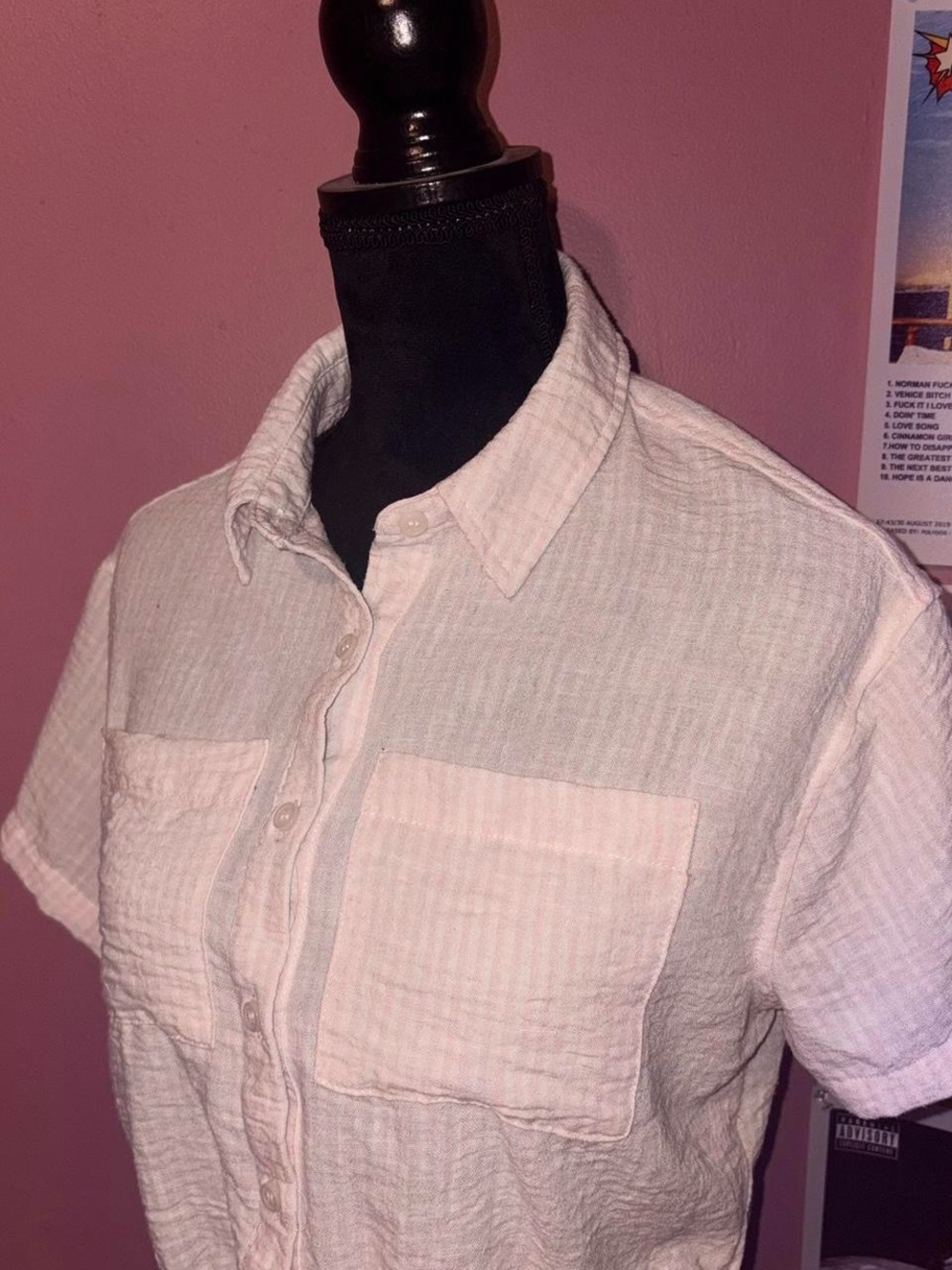 Ultra Flirt Light Pink Short-Sleeve Button-Up Shirt